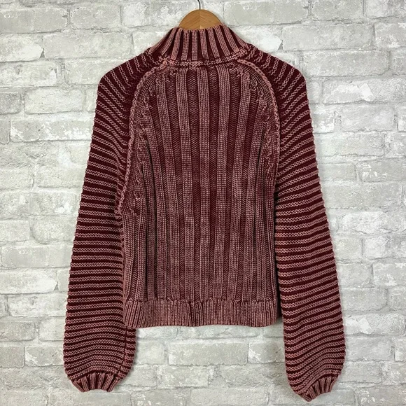 Free People Sweetheart Sweater Size XS Mockneck Balloon Sleeve Chunky Cotton - Picture 9 of 11